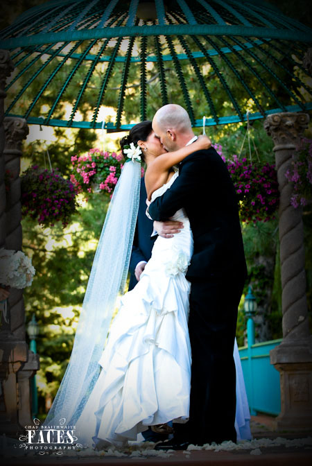 Groom kisses his bride