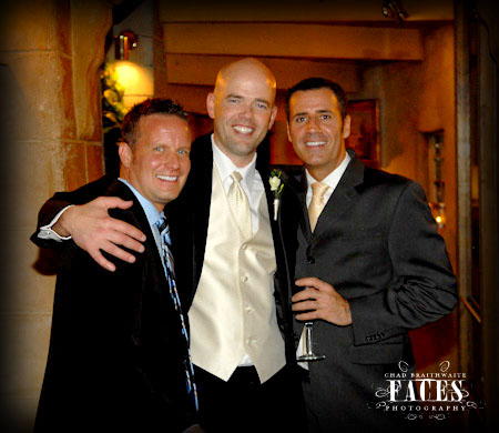 Groom with wedding guests