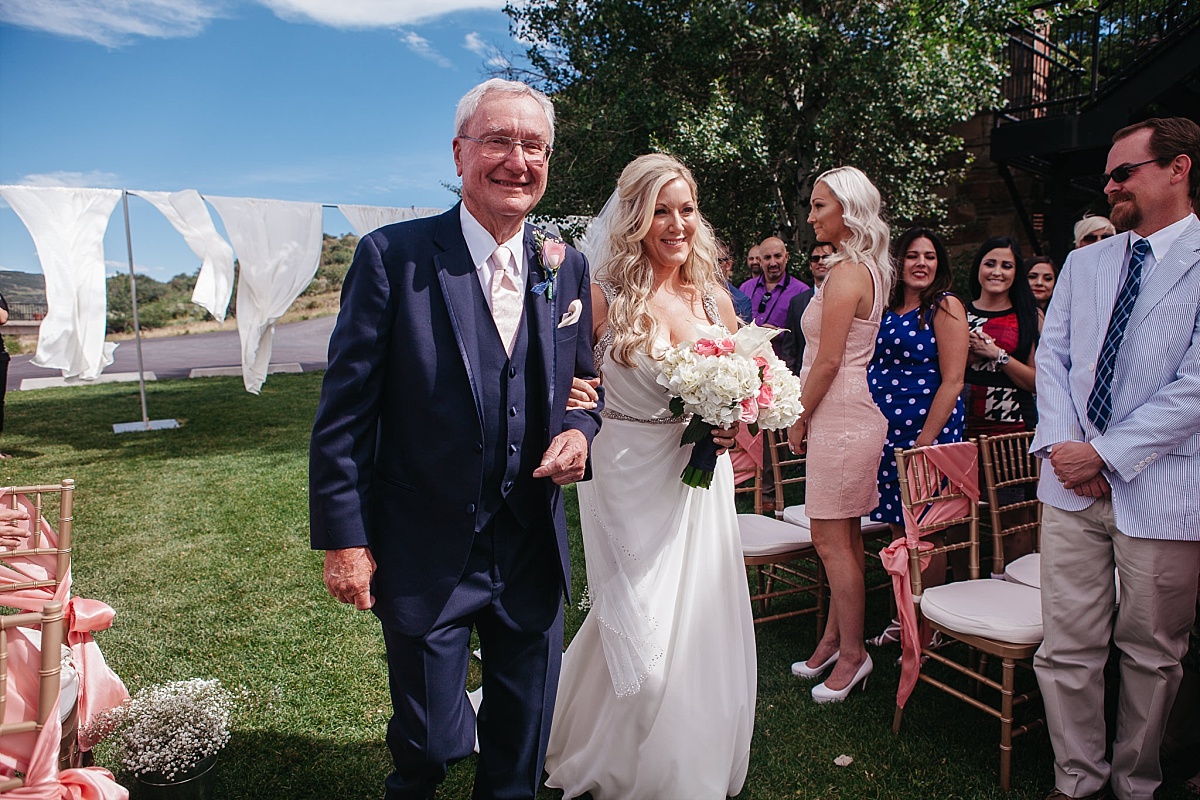 Jeremy Ranch Wedding Dad walks bride down the aisle