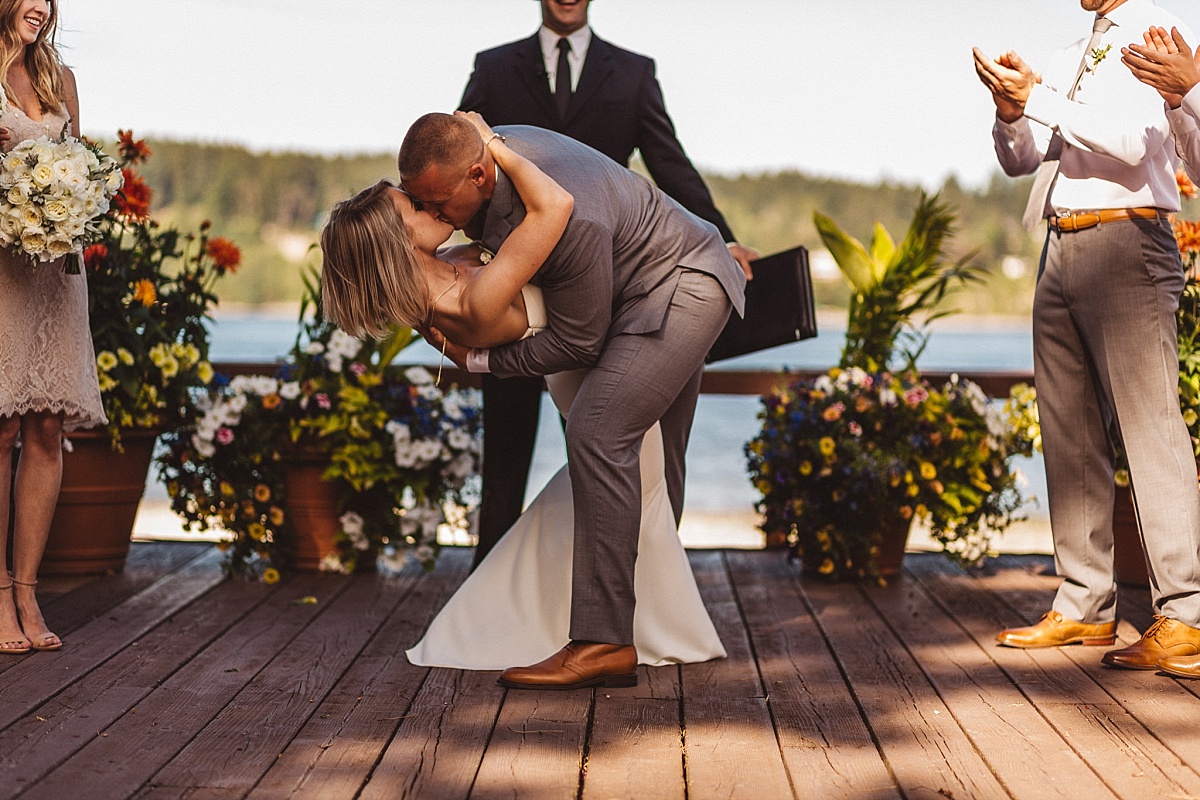 Wedding Ceremony First Kiss at Kiana Lodge