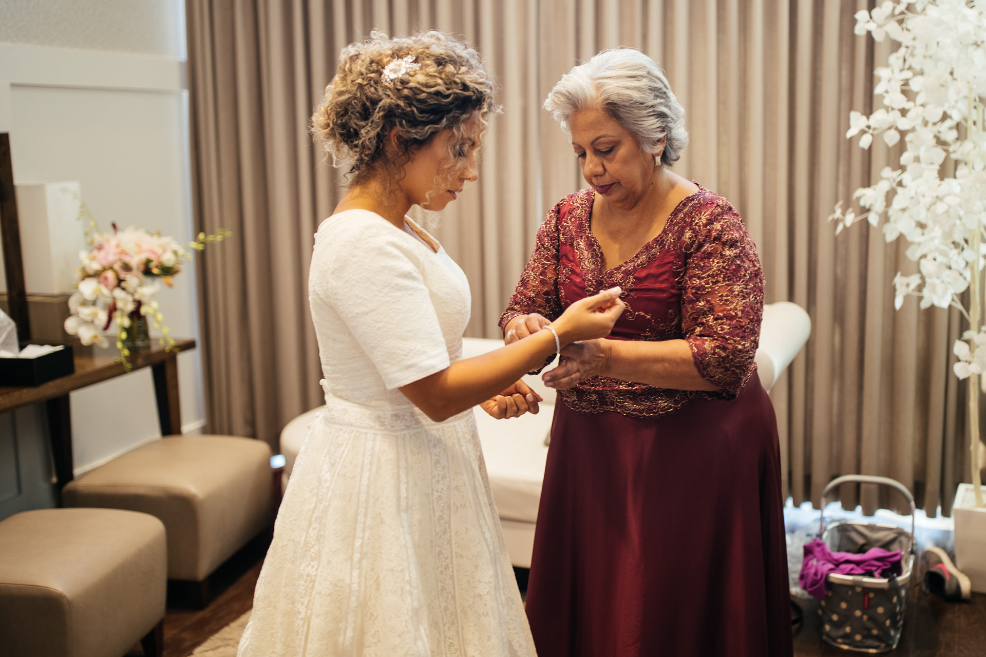 Gerusa Eric The Falls Reception Center bride getting ready