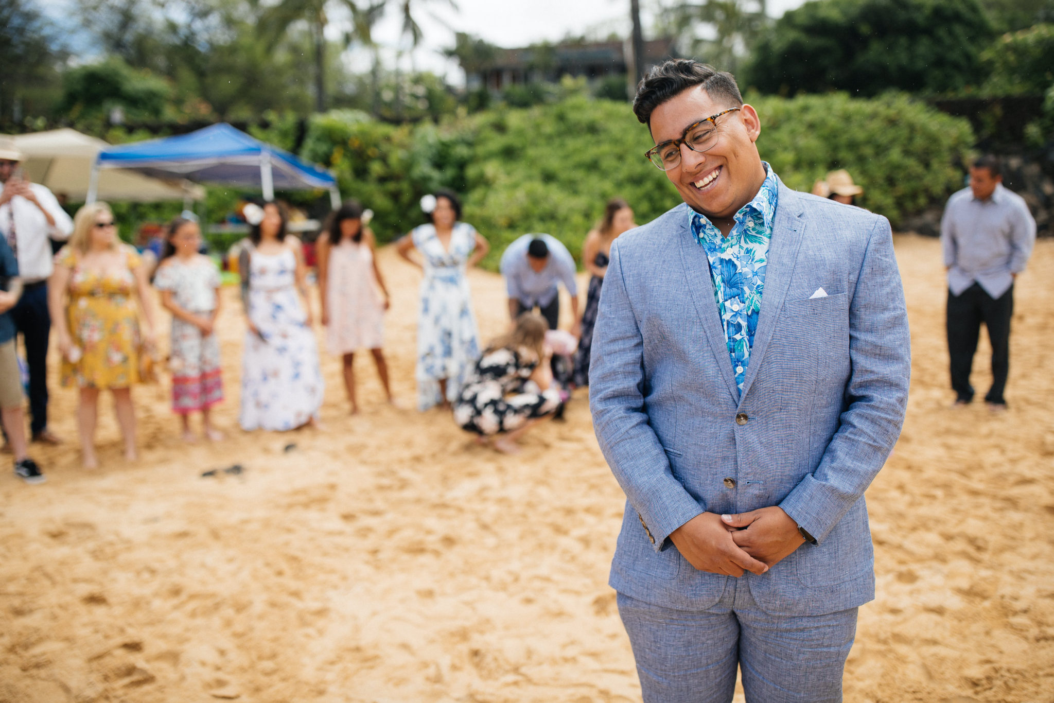 First Look Secret Beach Cove Makena Maui Wedding