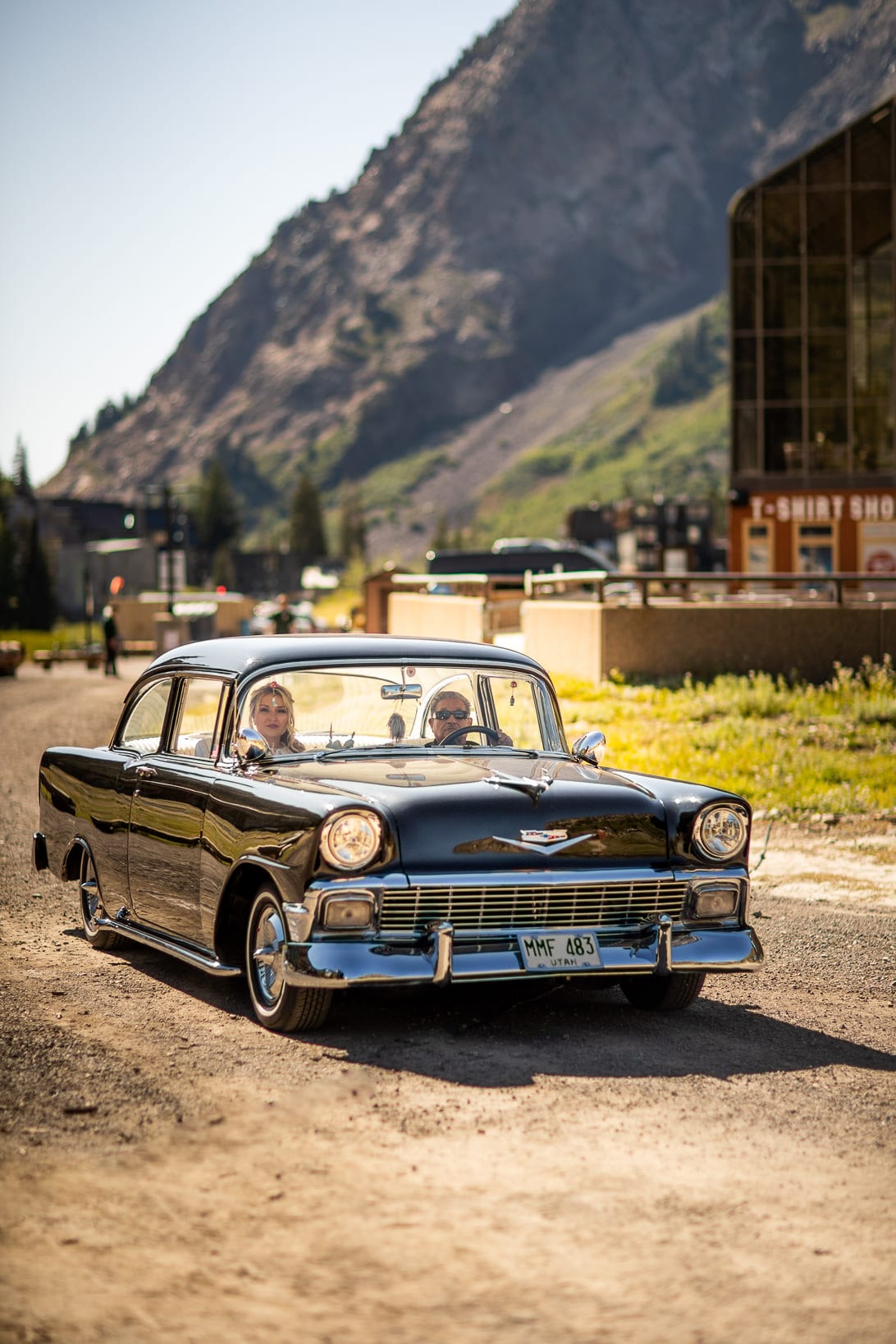 Bride goes down the isle in a belair