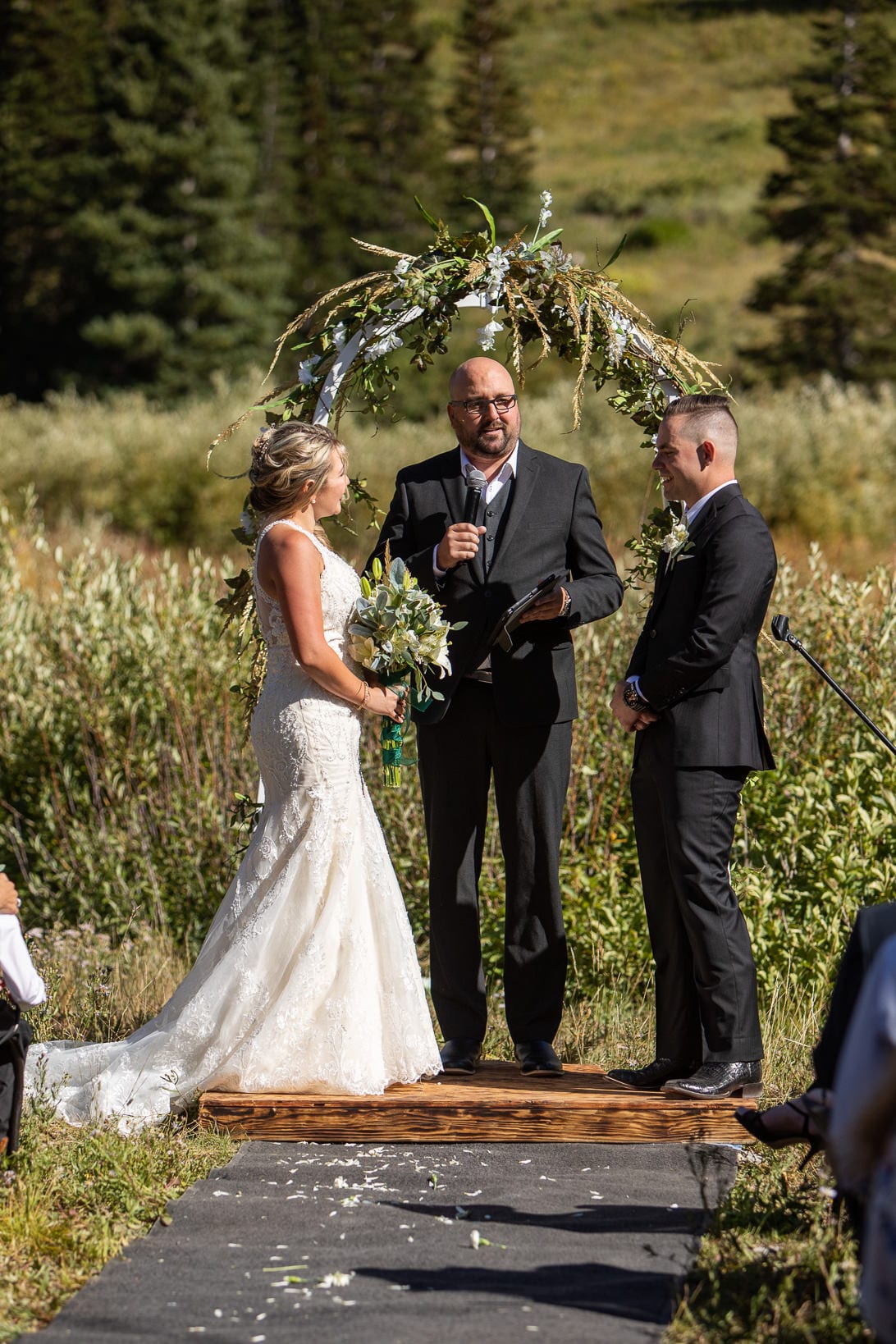 Bride and groom at the altar