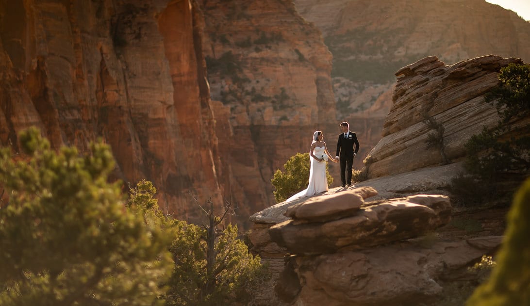 Wedding Portraits on Canyon Overlook Zion