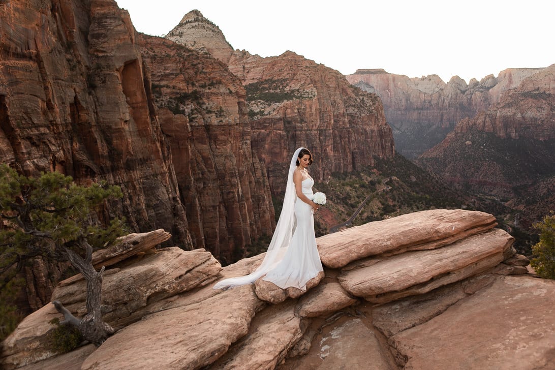 Bridal Portraits on Canyon Overlook Zion