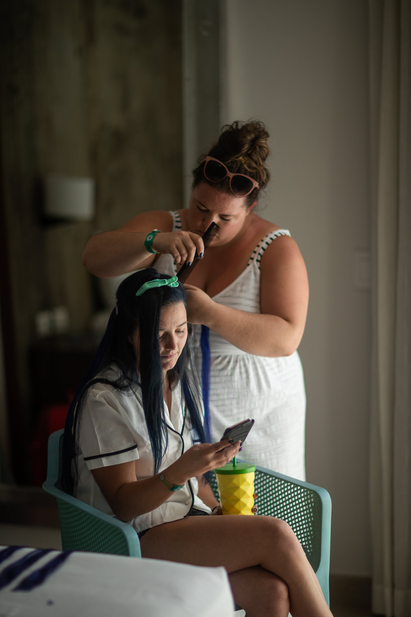 Bride getting ready in Playa Del Carmen