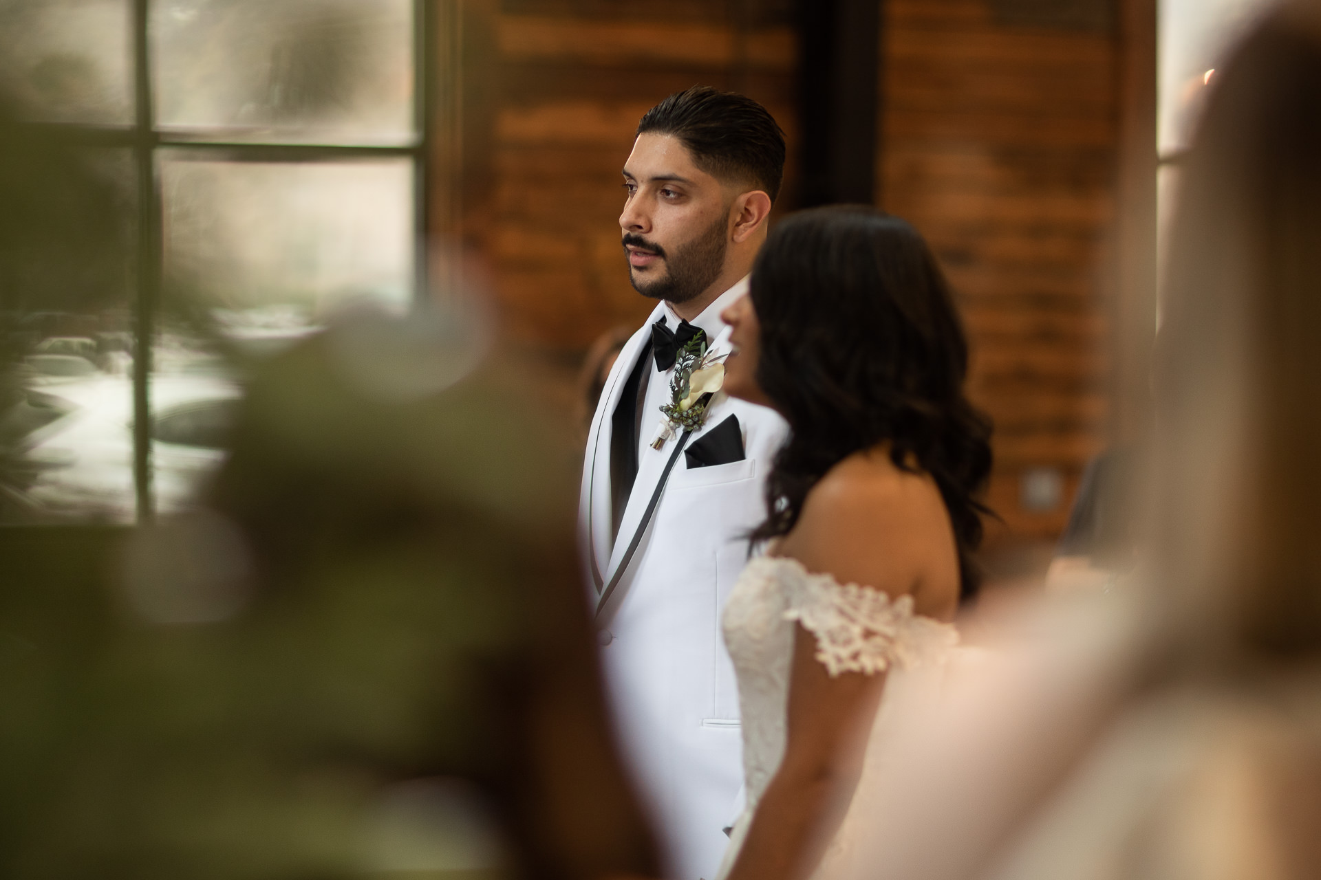 Bride and Groom at Alter Winter Wedding