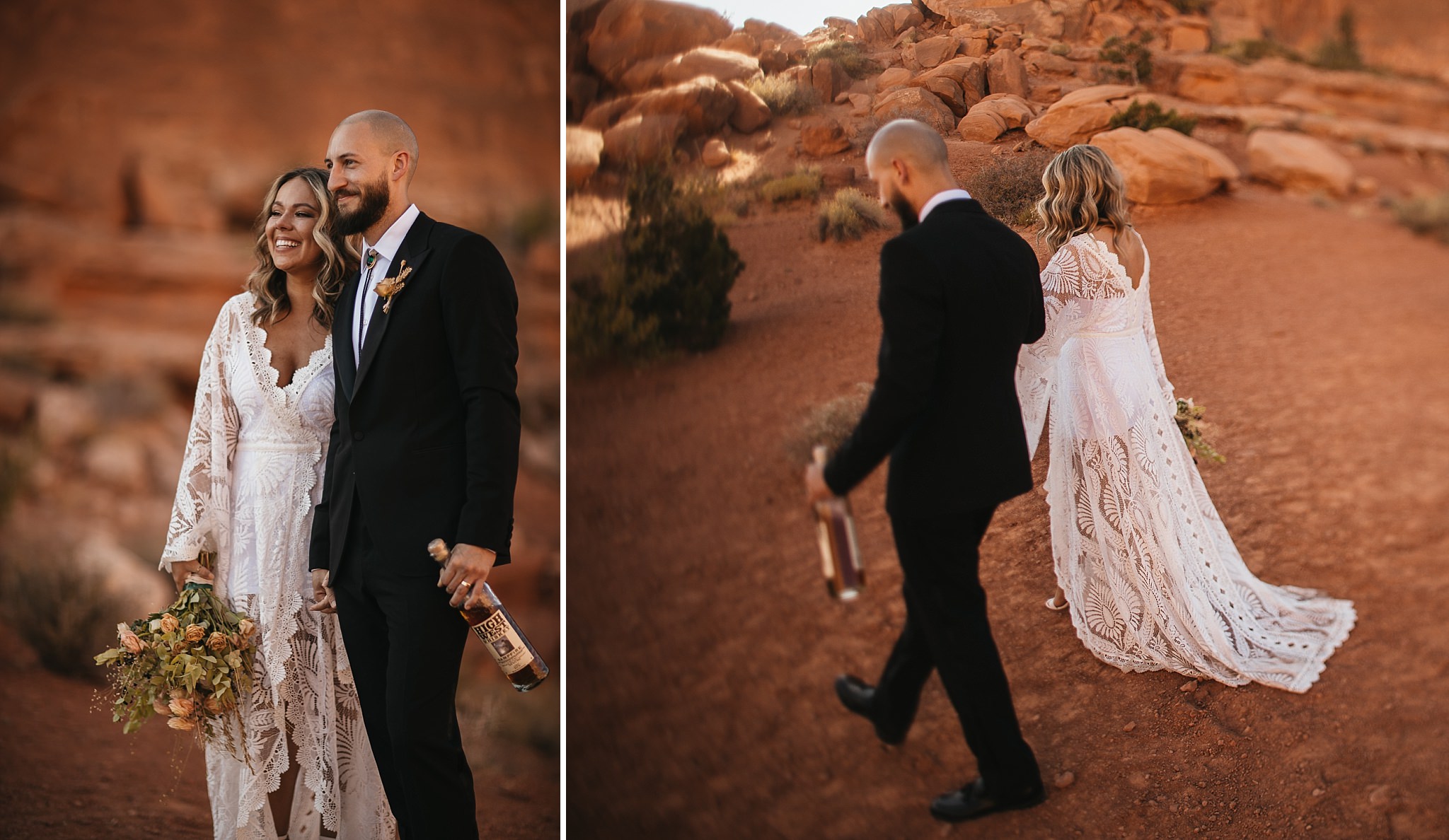 Bride and Groom take Portraits in Moab Utah