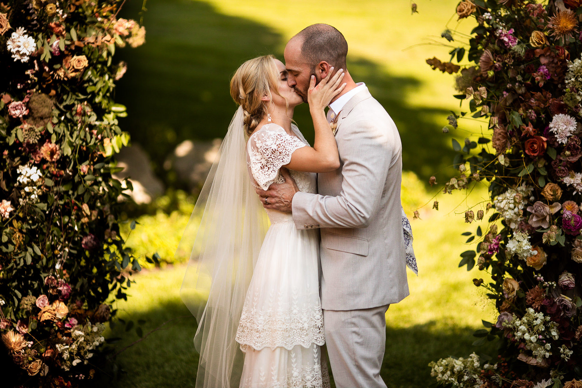 Bride and Groom Kiss