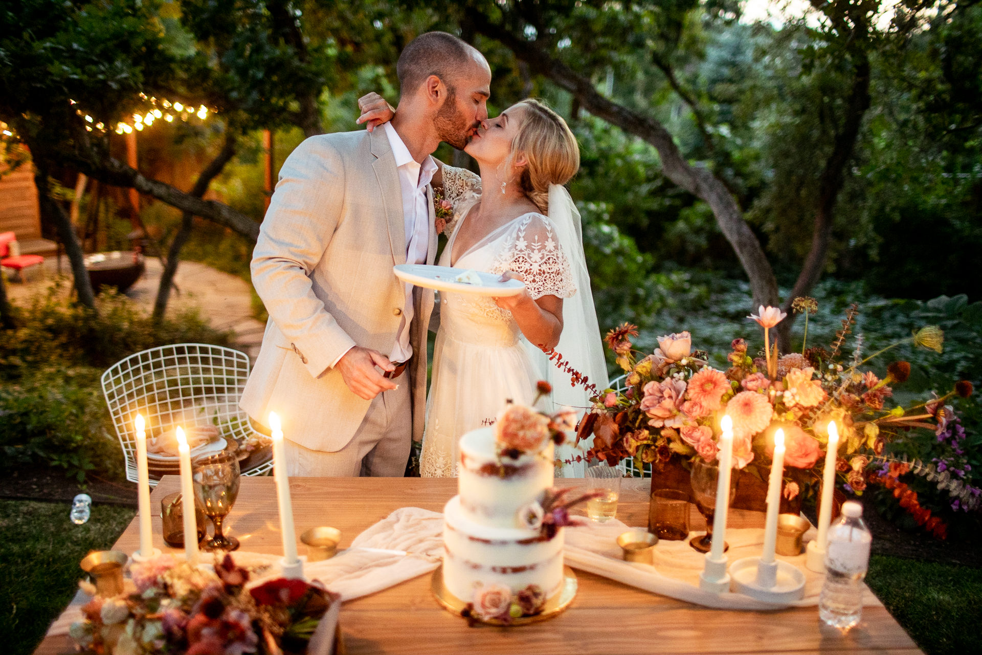 Bride and Groom Cut Cake