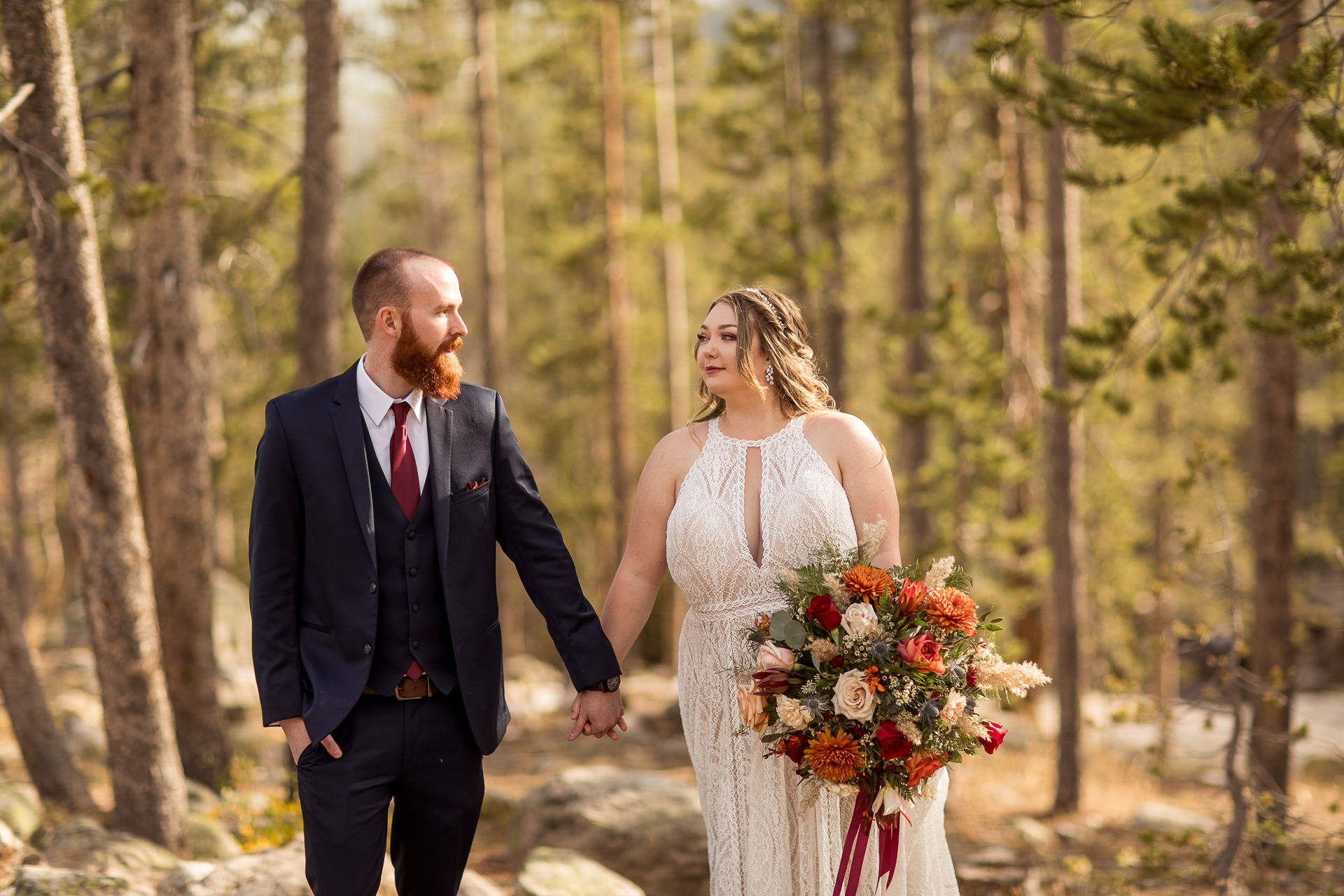 Bride and Groom in the Trees