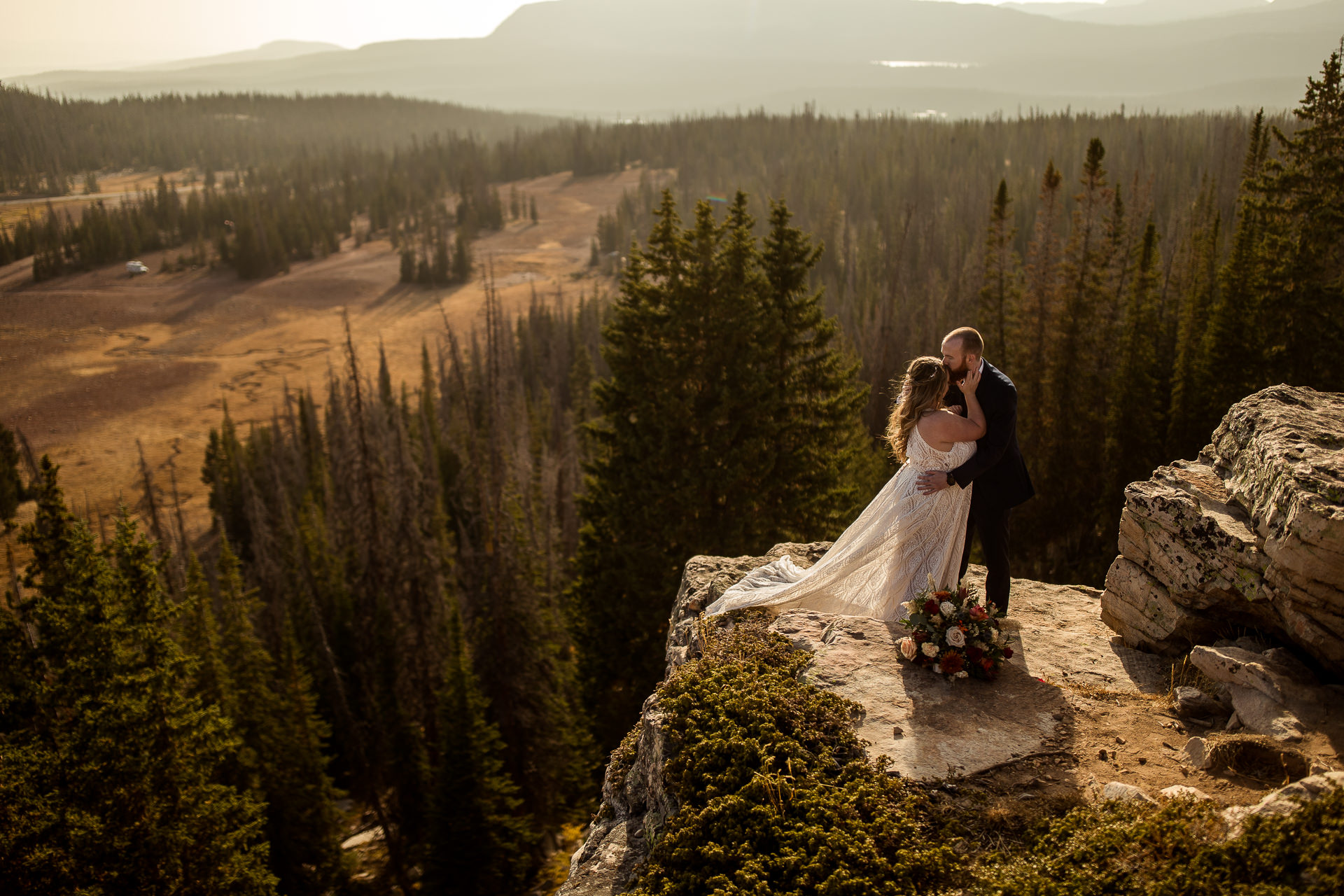 Wedding Couple overlook portraits