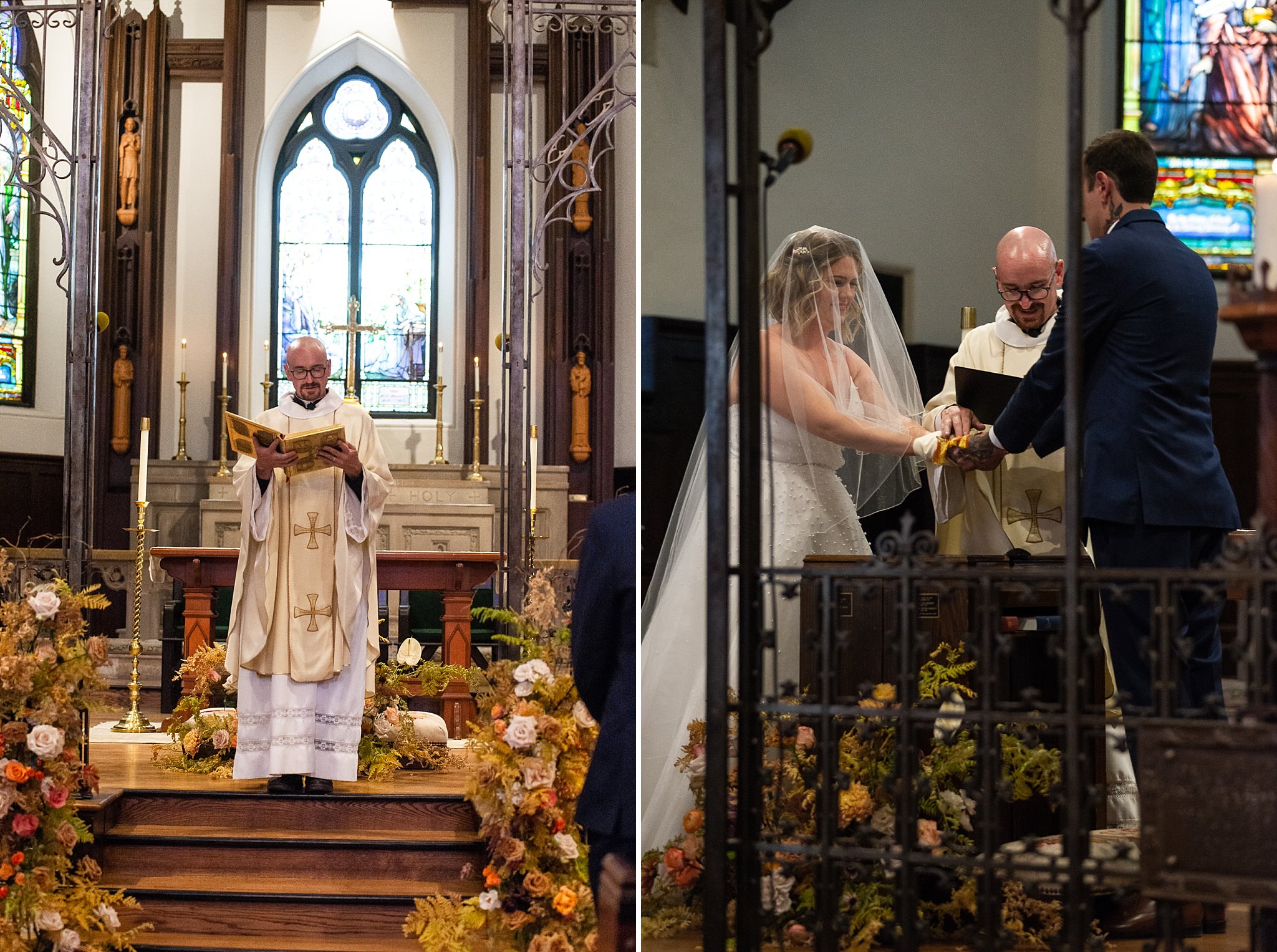 Bride and Groom at altar