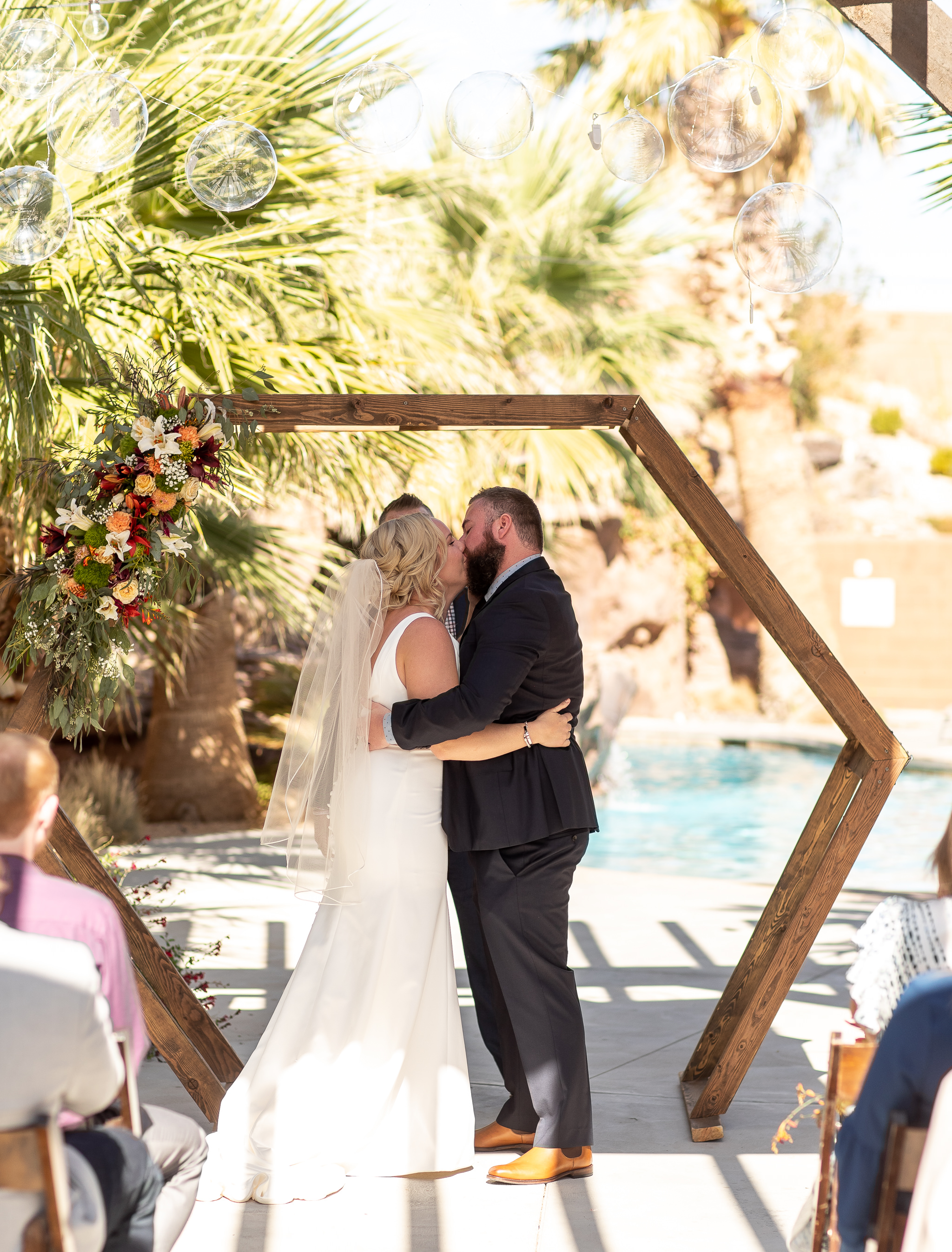 Bride and Groom First Kiss