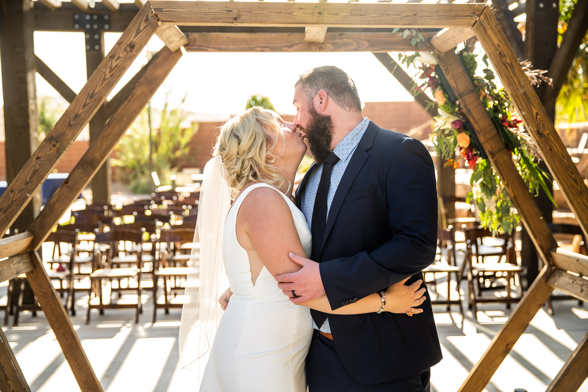 Bride and Groom First Kiss