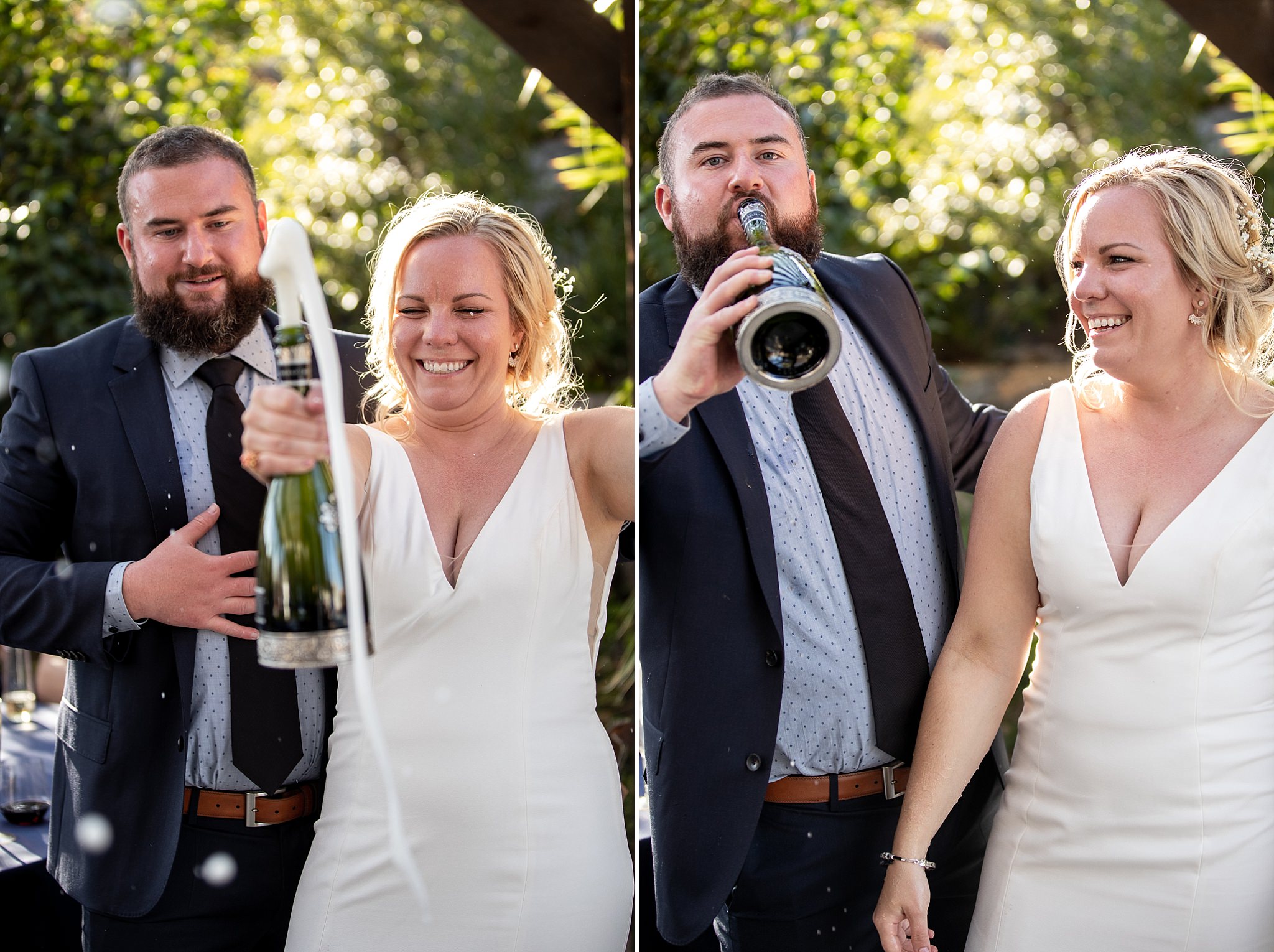 Bride and Groom Celebrate Champagne toasts