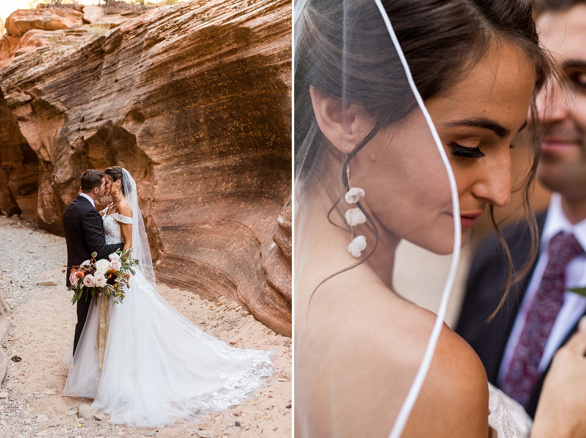 Bride and Groom Portraits in Zion National Park