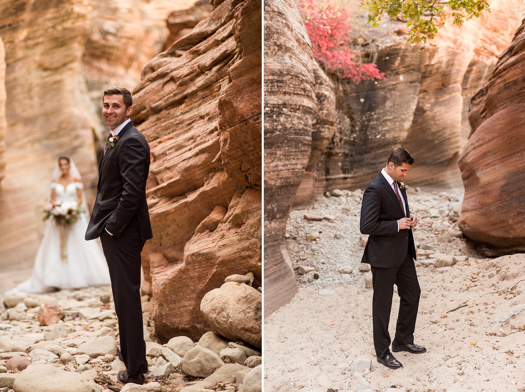 Slot Canyon Groom Portraits