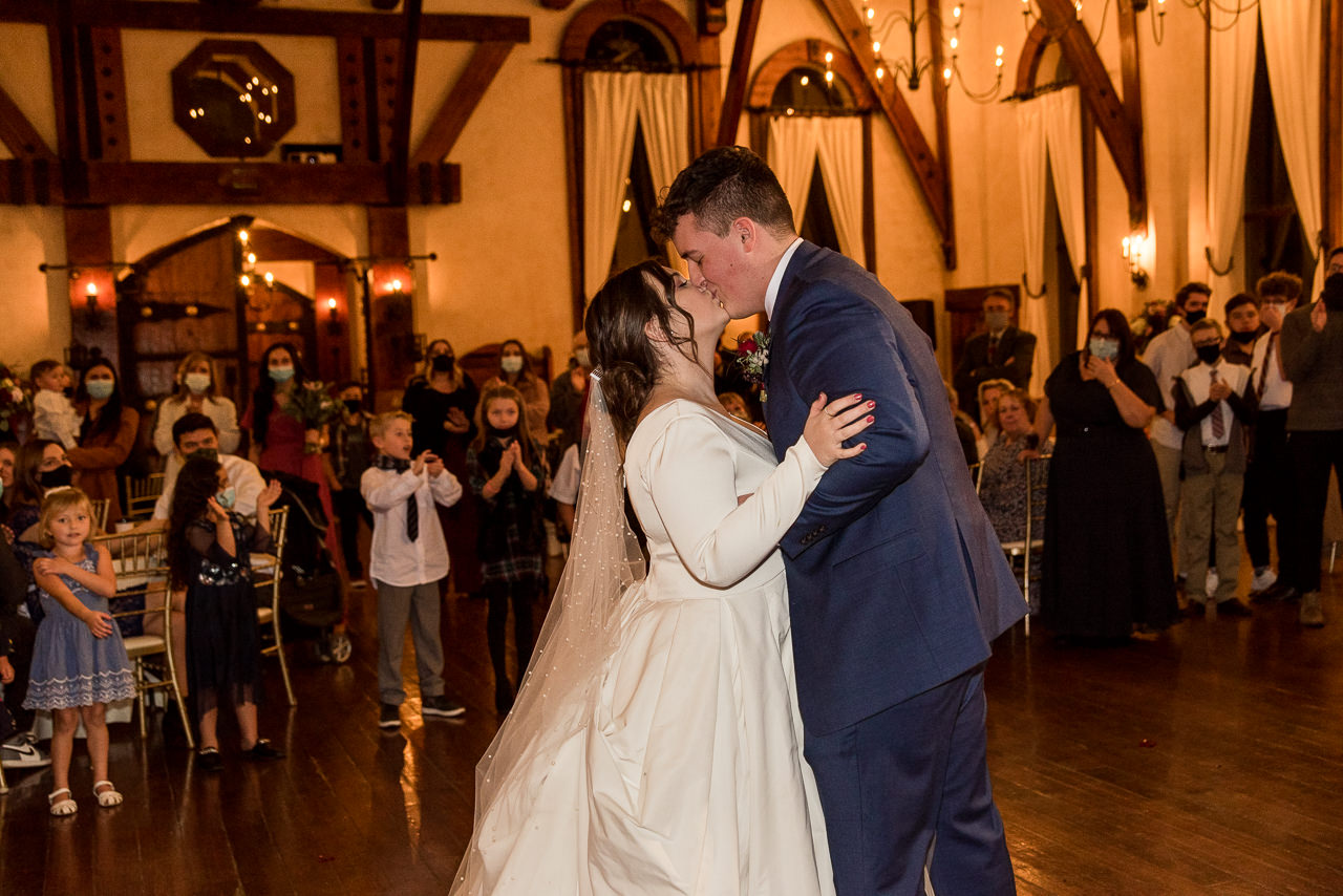 Bride and Groom Cut the Cake