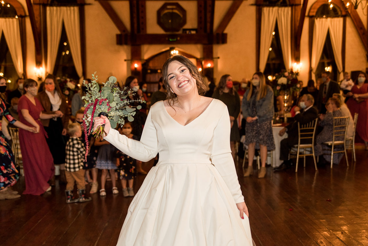 Bride throws the bouquet