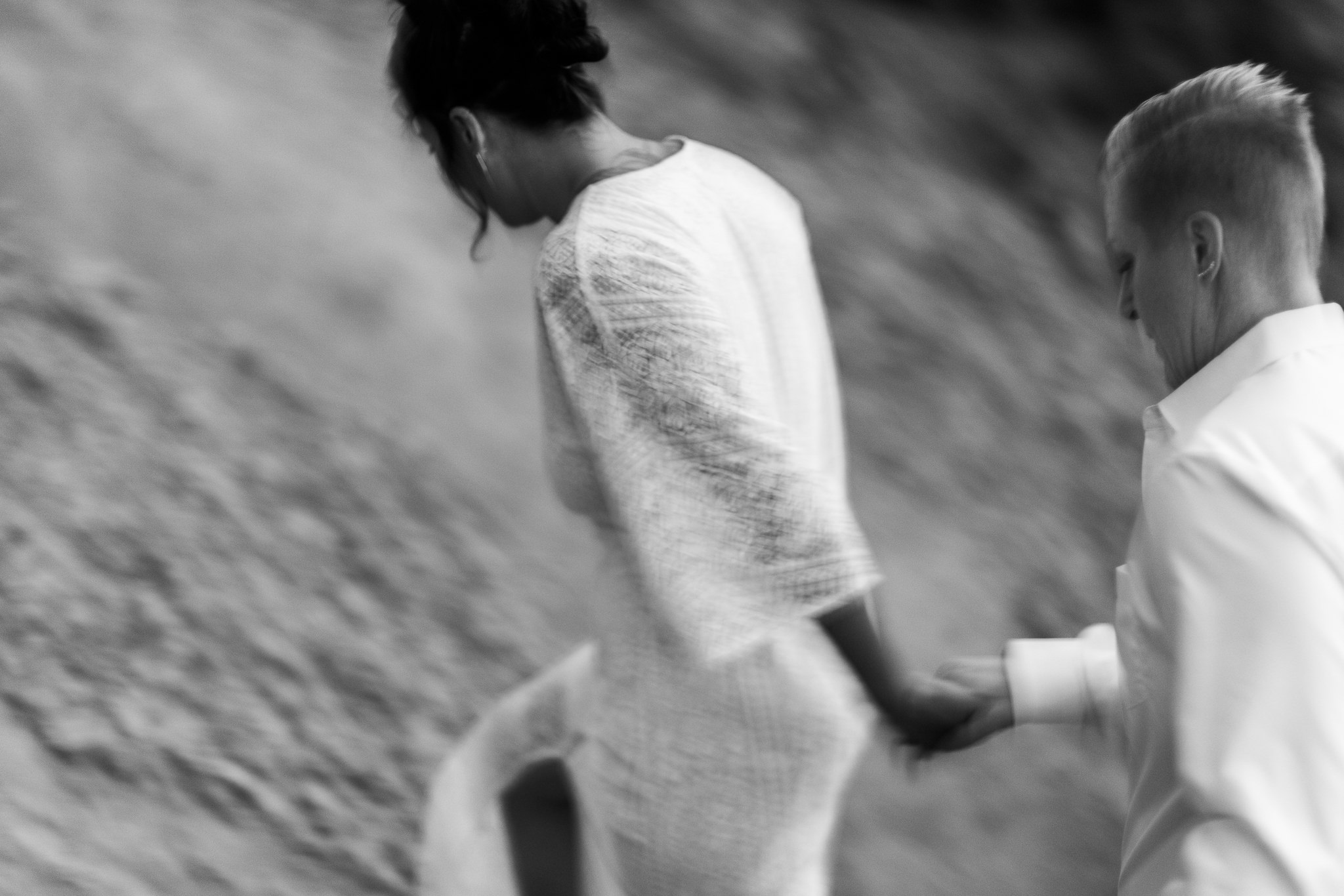 Brides Hiking into Elopement Spot