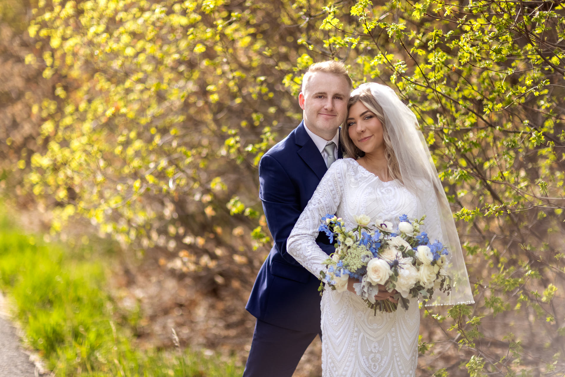Bride and Groom Portraits in Springville Canyon