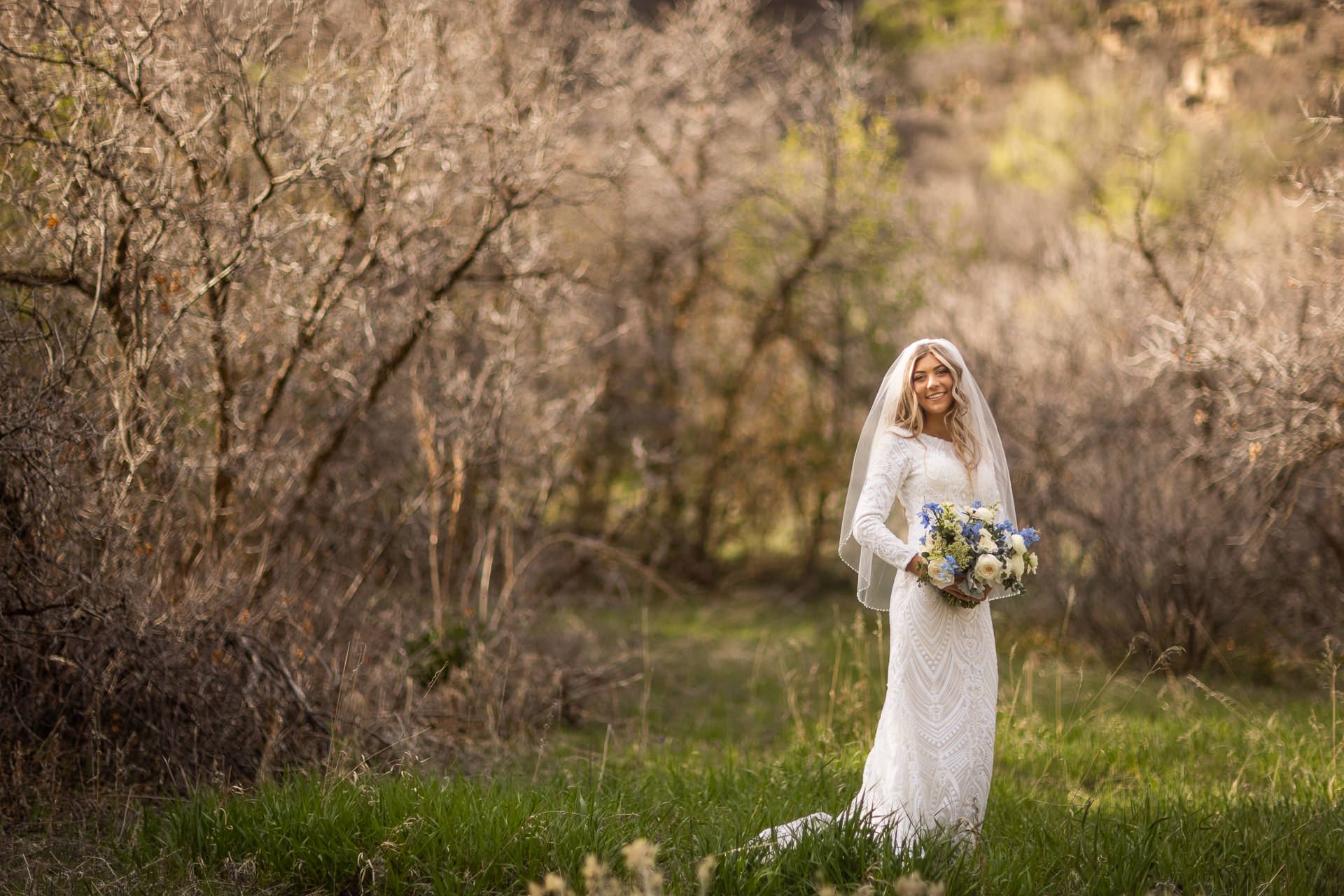 Bride and Groom Portraits in Springville Canyon