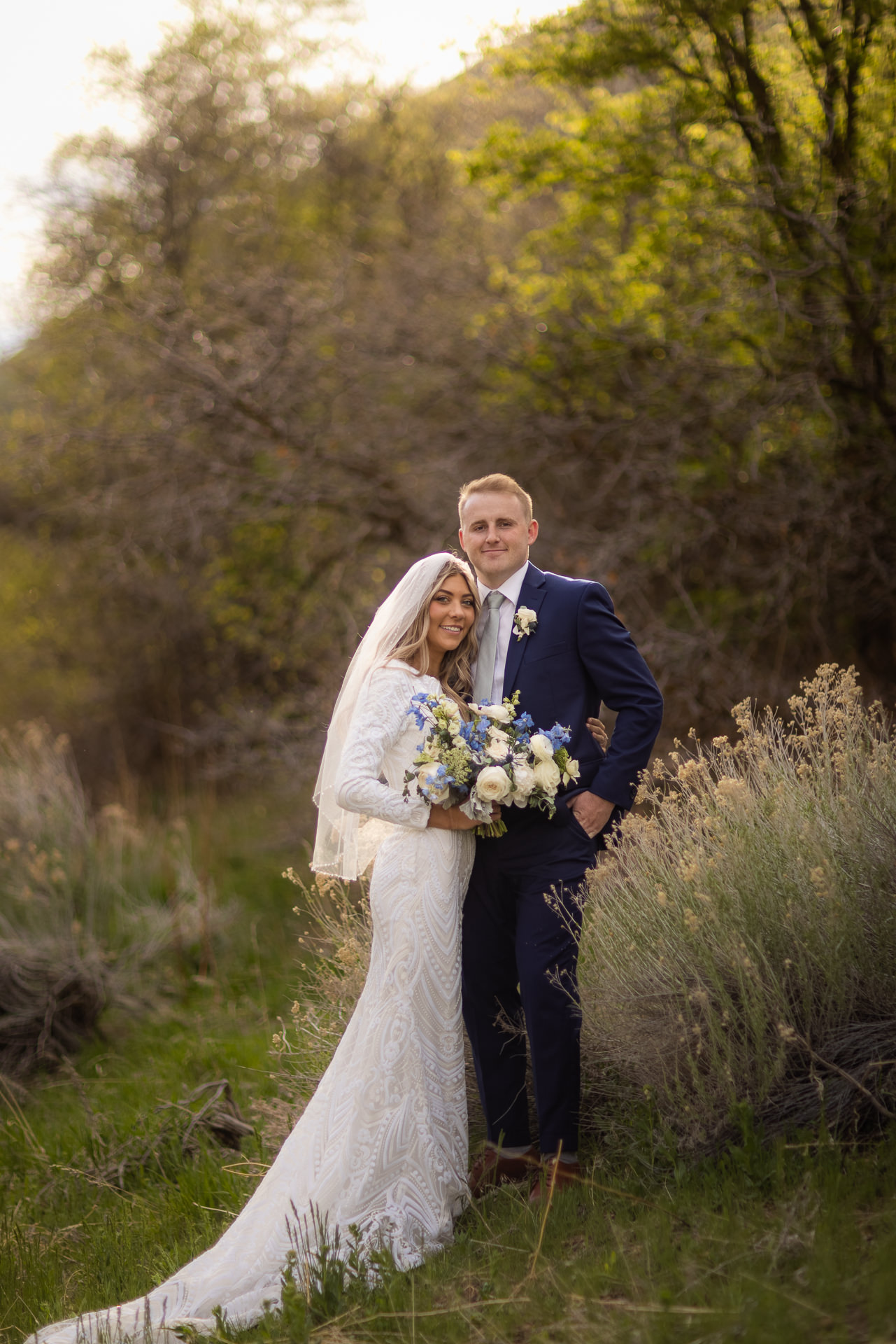 Bride and Groom Portraits in Springville Canyon