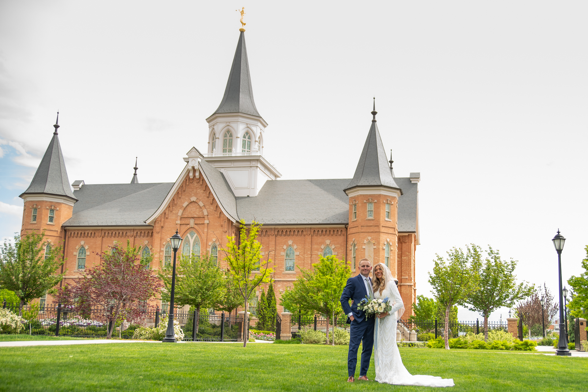 Bride and Groom Portraits at Provo Temple