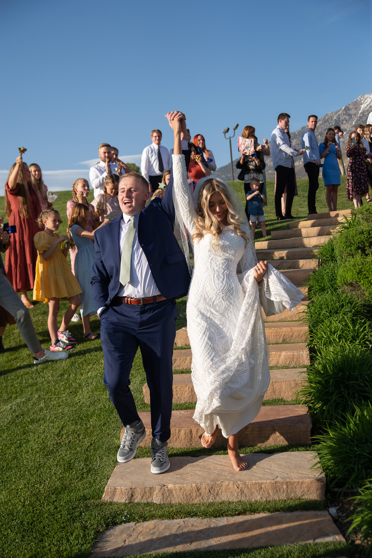 Bride and Groom Exit Riverside Country Club